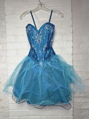 Blue Sparkle Tulle Party Dress for Girls
